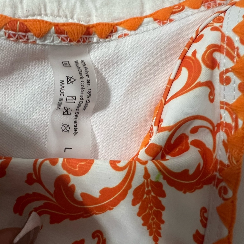 Orange And White Patterned Bikini - image 5